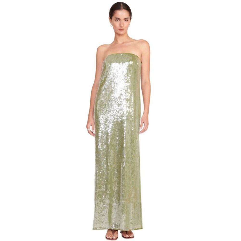 Staud Womens Casey Strapless Sequined Maxi Dress 6 Garden Moss - NWT $595 - Picture 2 of 8